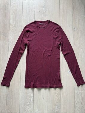 River Island Men’s Slim Fit Long Sleeve Crewneck Shirt - Burgundy Size XS